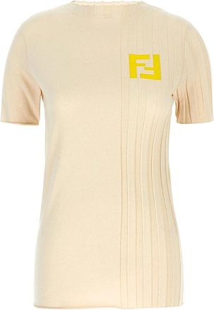 Fendi Stijlvolle Gebreide Kleding voor Mannen en Vrouwen - Dames - T-shirts - Beige - M - Tops