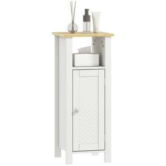 Kleankin Narrow Bathroom Storage Cabinet with Open Shelf - White | TJ Hughes