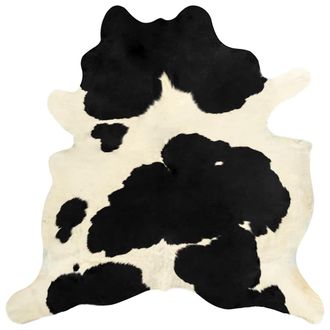 vidaXL Alfombra De Piel De Vaca Real Negro Y Blanco 150x170 Cm Vidaxl