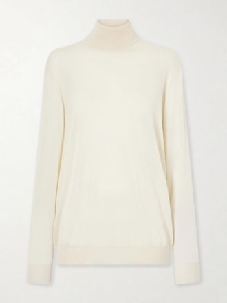 The Row Pullover A Collo Alto In Cashmere Nabari - Avorio