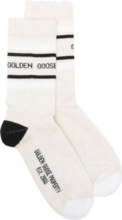 Golden Goose stripes logo socks - Toni neutri