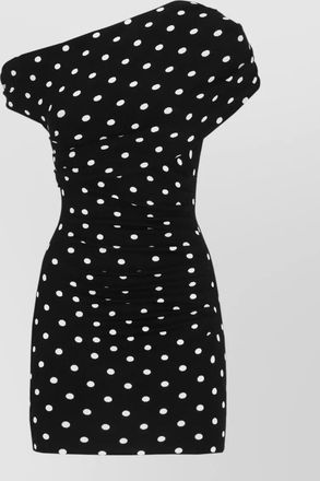 Self Portrait polka-dot one-shoulder short-sleeve mini dress