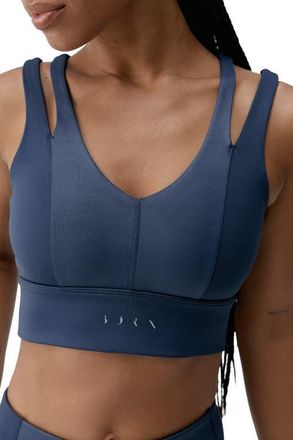 Born Living Yoga Maan Medium Support Performance Sport Top in Sailor Blue at Nordstrom, Size Large