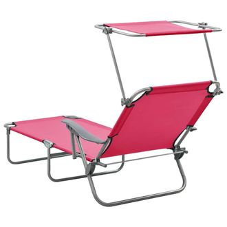 Berkfield Home Sun Lounger with Canopy Steel Pink