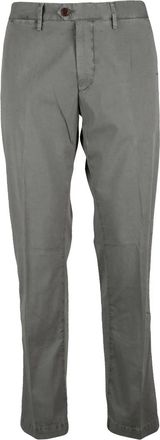 Modfitters Cotton Stretch Trousers with Mid-Rise Waist