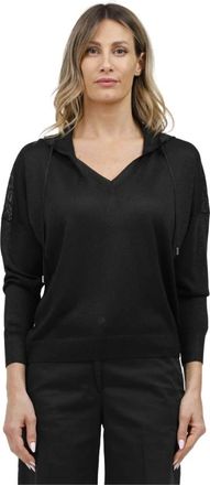 Gran Sasso Hooded Lurex Sweatshirt - Dames - Hoodies - Zwart - XS - Hoodies & sweatvesten