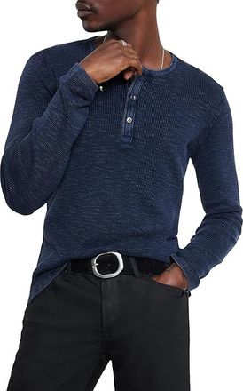 John Varvatos MEMPHIS WAFFLE HENLEY Mens Clothing Navy : 2XL, Cotton
