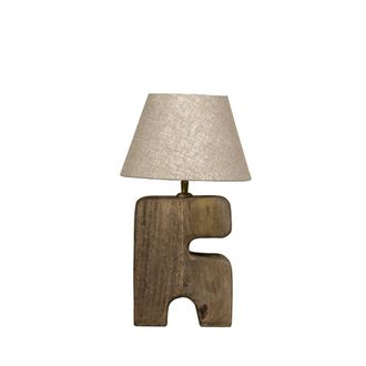 Bazar Bizar L&aacute;mpara de mesa de madera en marr&oacute;n 25x25x41cm