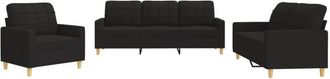 vidaXL Vidaxl - Juego De Sof&aacute;s Con Cojines 3 Piezas Tela Negro