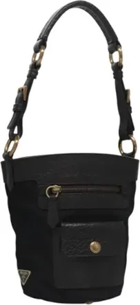 Prada Pre-owned Bucket Bags, female, Black, Size: ONE SIZE Pre-owned Nylon Bucket Bag