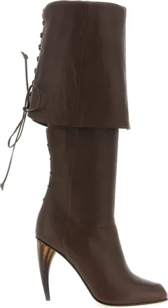 Alexander McQueen Brown Lamb Leather Over The Womens Knee