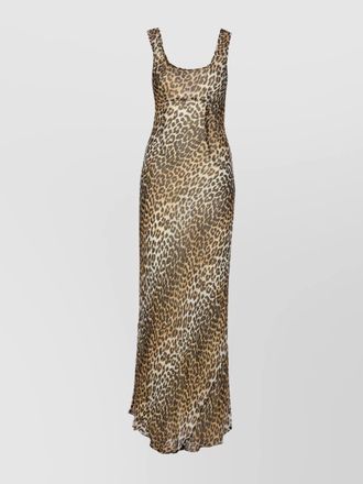 Ganni leopard-print sleeveless flared midi dress