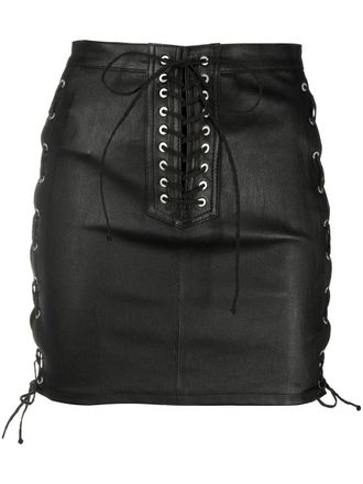 Unravel Leren mini-rok - Zwart