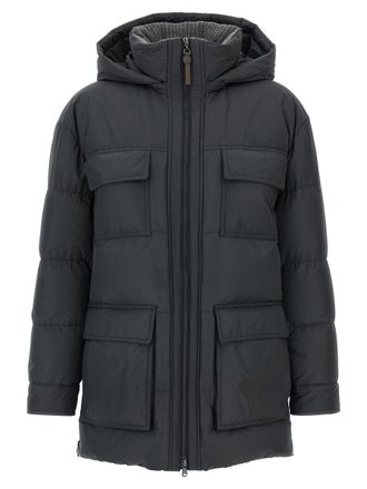 Brunello Cucinelli Knitted Neck Down Jacket