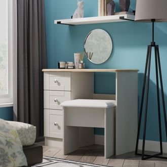 Welcome Furniture Tutbury Ready Assembled Vanity in Grey Ash & Bardolino Oak - Welcome Furniture | TJ Hughes