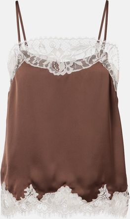 Faithfull The Brand Lace-trimmed satin top