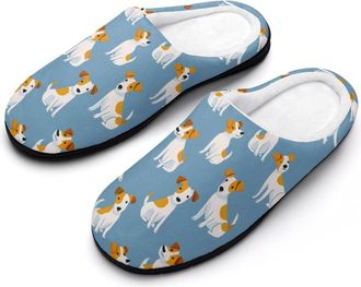 Generic Cute Jack Russell Terrier Dog Pattern Funny Mens Cotton Slippers Soft Non-Slip Rubber Sole House Slipper Indoor Outdoor