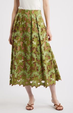 Elie Tahari The Hailey Lace Midi Skirt in Dark Citrus Lace at Nordstrom, Size 16