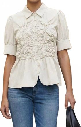 Vava Womens Ruched Front Button-Up Blouse In Off White