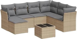 vidaXL Juego De Sof&aacute;s De Jard&iacute;n Con Cojines Beige 8 Pzas Rat&aacute;n Pe Vidaxl