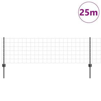 Berkfield Home Durable Euro Fence with 11 U Posts Grey 0.6x25 m Steel