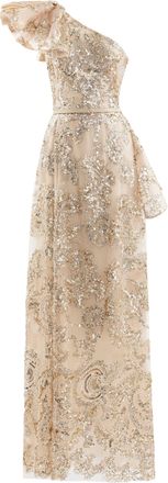 Saiid Kobeisy Ruffle Embroidered Long Dress