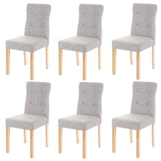 Hhg Hhg - Lote De 6 Sillas De Comedor 984, Sillas De Comedor, Tela/textil Gris, Patas Claras
