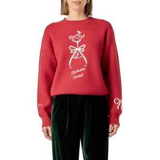 English Factory Manhattan Cocktail Sweater in Dark Red/White at Nordstrom, Size X-Small