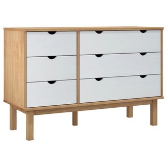 vidaXL Vidaxl - Cajonera Otta Madera Maciza Pino Marr&oacute;n Y Blanco 111x43x73,5 Cm