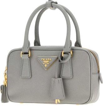 Prada Womens Saffiano Leather Shoulder Bag Gray
