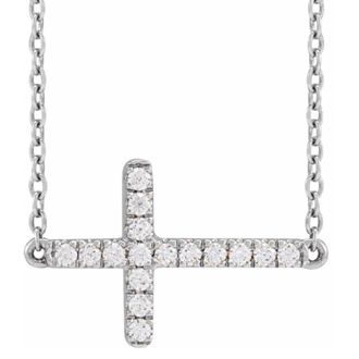 Pompeii3 Womens 1/4Ct Diamond Sideways Cross 14k Gold 18 Lab Grown