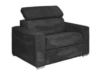Vente-Unique Sill&oacute;n cama express de pana gris - Cama 70 cm - Colch&oacute;n 14 cm - VIZIR