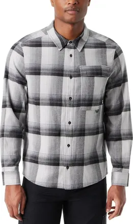 G.H. Bass & Co. Bass Outdoor Shirt Men Gray Plaid Long Sleeve Button-Up Classic Fit MAC5