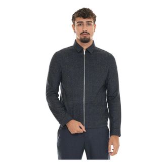 Marco Pescarolo Houndstooth Wol Zijde Korte Jas - Heren - Sweatshirts & Hoodies - Blauw - Maat: 2XL Zijde