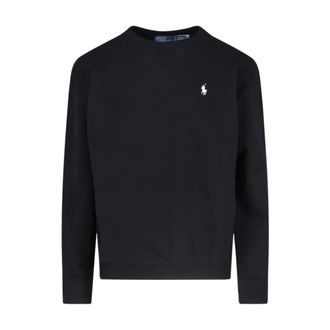 Ralph Lauren Zwarte Logo Crewneck Sweater - Dames - Sweatshirts - Zwart - XS - Katoen - Hoodies & sweatvesten