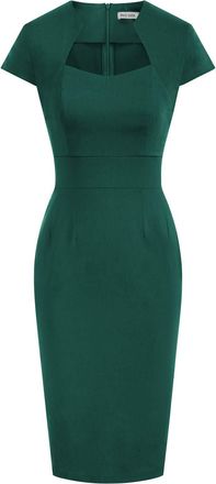 Grace Karin Grace Karin Womens 50s Vintage Pencil Dress Cap Sleeve Wiggle Dress CL7597, Dark Green, Medium