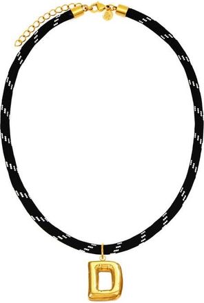 Petit Moments Bubble Initial Pendant Cord Necklace in Black-D at Nordstrom