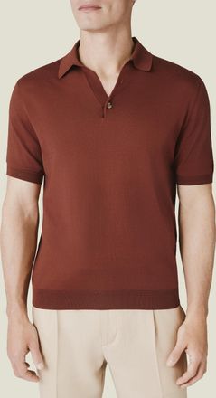 Luca Faloni Rust Cotton (Knitted) Knitted Polo