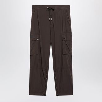 Dolce & Gabbana Pantalone cargo a gamba larga in popeline marrone