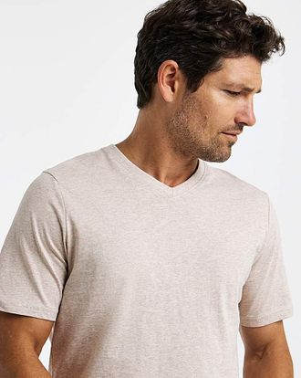 Jacamo Pure Cotton V Neck Marl T-Shirt Long