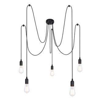 Globo Lighting L&aacute;mpara Colgante - Oliver - Negro - Cuerda - &Oslash; 15cm - E27 - Globo
