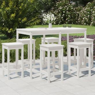 Berkfield Home 7 Piece Garden Bar Set White Solid Wood Pine