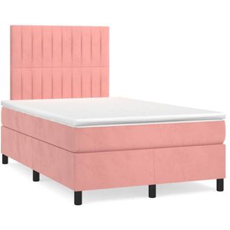 vidaXL Vidaxl - Cama Box Spring Con Colch&oacute;n Terciopelo Rosa 120x190 Cm