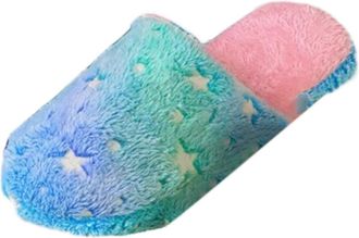 Generic Winter Slippers Womens Plush Slippers Womens Fluffy Lined Felt Slippers Memory Foam Flat Comfortable Slippers with Soft Rubber Sole Abrasion Resistant