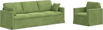 vidaXL Juego De Sof&aacute; 2 Uds. Verde Claro Terciopelo Vidaxl