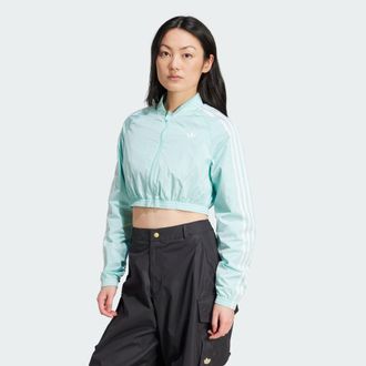 adidas Originals ADIDAS Originals Womens Adicolor Teamgeist Cropped Track Top - Turquoise Recycled Material - Size X-Large