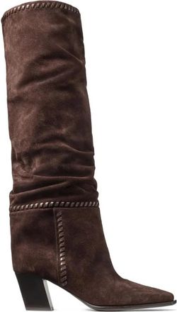 Jimmy Choo London Hart Stitch Knee Boot 60 - Dames - Cowboylaarzen - Bruin - 36 EU - Leer - Schoenen