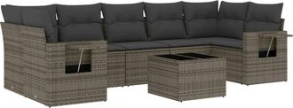 vidaXL Vidaxl - Set De Sof&aacute;s De Jard&iacute;n 8 Pzas Y Cojines Rat&aacute;n Sint&eacute;tico Gris