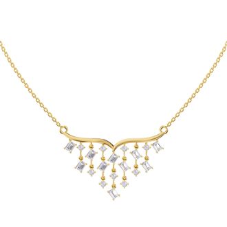 Diamond2Deal 18k Vermeil Plated Silver 2.9 Ct Multi ShapeLab Grown Diamond Pendant Necklace 18
