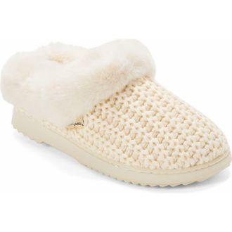 Dearfoams Hannah Festive Knit Clog Slipper in Cream at Nordstrom, Size X-Large
